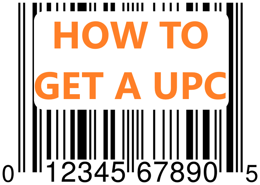 photo of a barcode with UPC that says how to get a upc for a new product to sell on Amazon