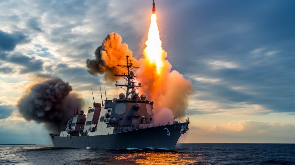 USS Carney shoots a missile