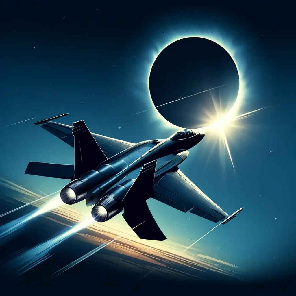jet and a solar eclipse