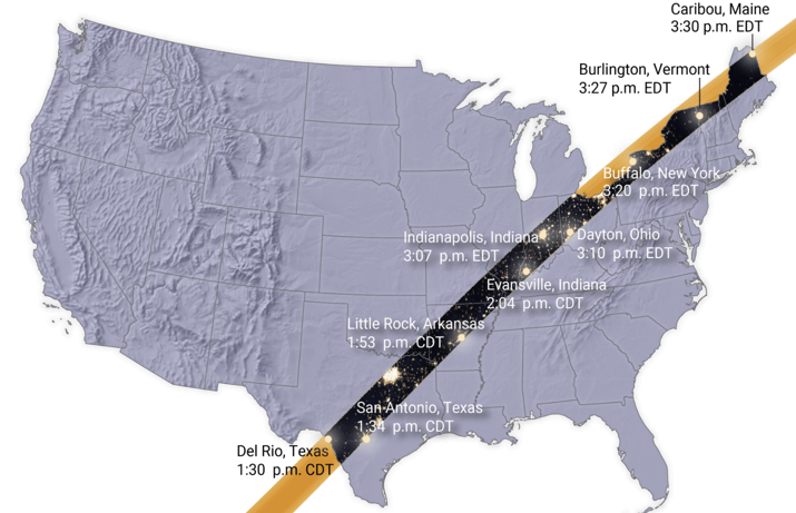 map of 2024 solar eclipse