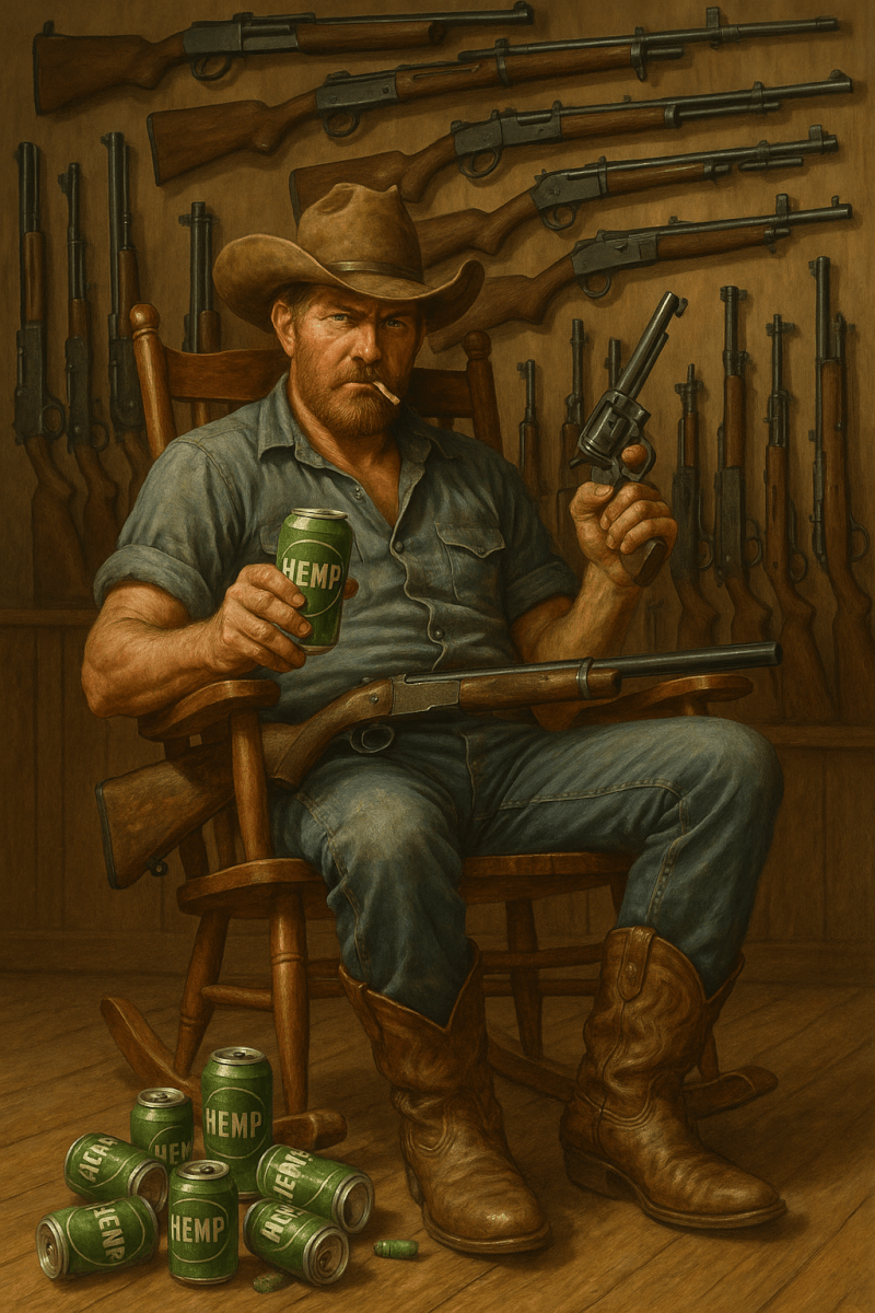 redneck with guns drinking hemp beer